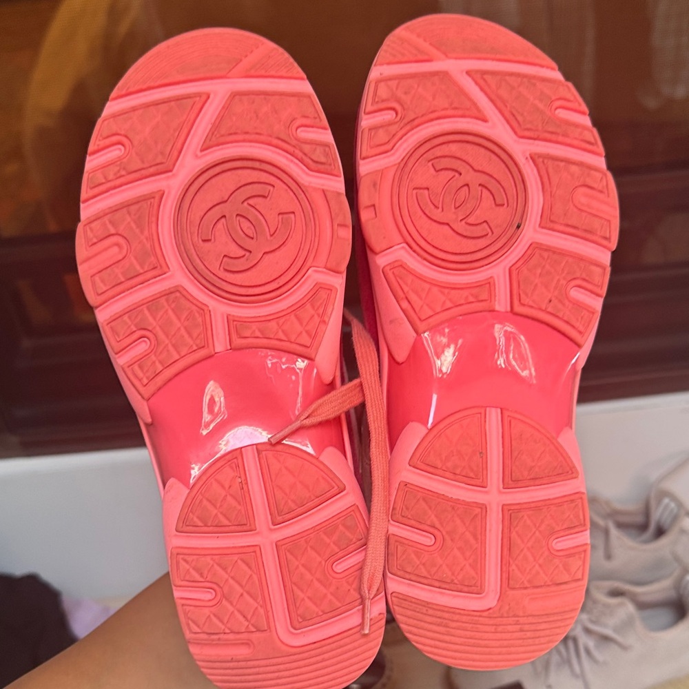 CHANEL Women's Vibrant Pink and Red Sneakers - Picture 2 of 3